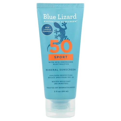 Blue Lizard Australian Sunscreen, Protector solar mineral deportivo, FPS 50, 89 ml (3 oz. líq.)