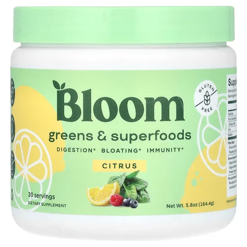 Bloom, Greens & Superfoods, Cítricos, 164,4 g (5,8 oz)