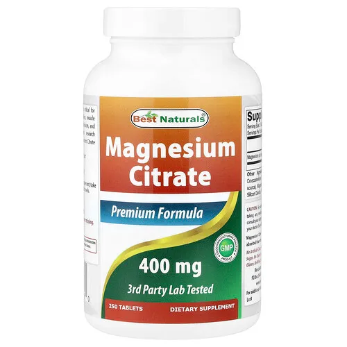 Best Naturals, Citrato de magnesio, 250 comprimidos (200 mg por comprimido)