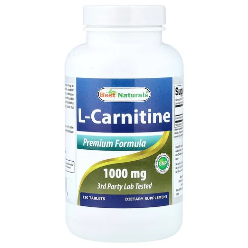 Best Naturals, L-carnitina, 1000 mg, 120 comprimidos