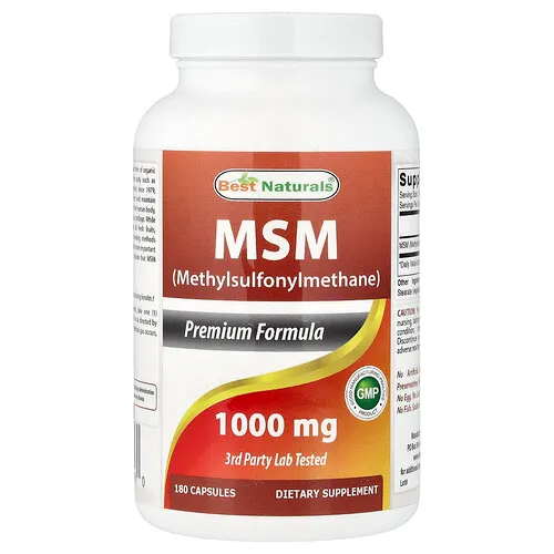 Best Naturals, MSM, 1000 mg, 180 cápsulas