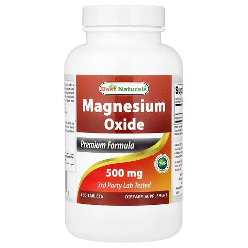 Best Naturals, Óxido de magnesio, 500 mg, 180 comprimidos