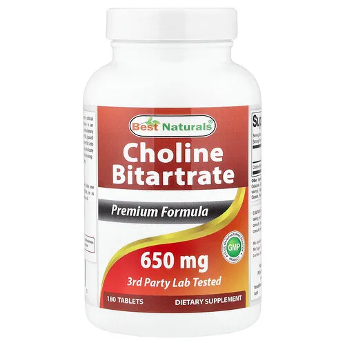 Best Naturals, Bitartrato de colina, 650 mg, 180 comprimidos