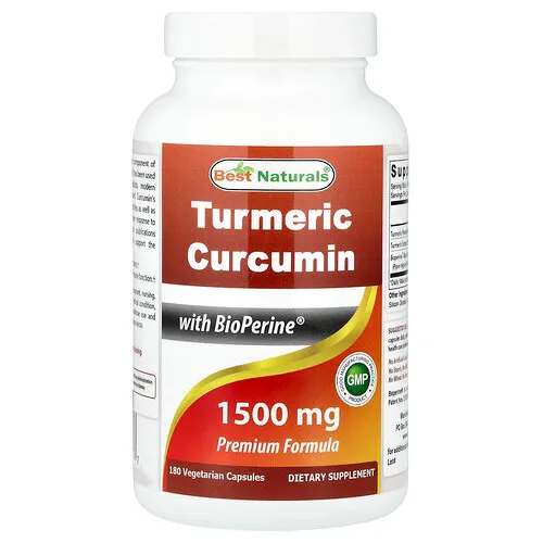 Best Naturals, Curcumina de cúrcuma con BioPerine®, 180 cápsulas vegetales