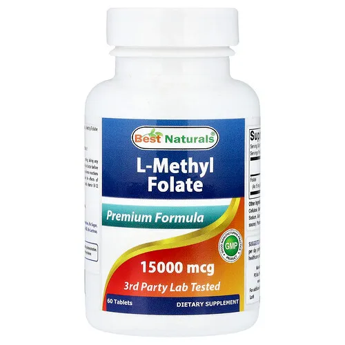 Best Naturals, L-metilfolato, 60 comprimidos (25.000 mcg por comprimido)