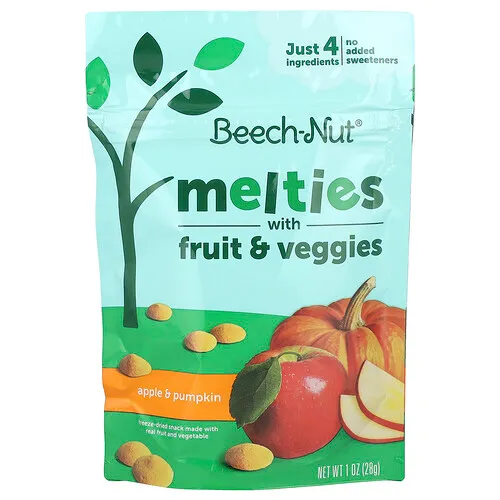 Beech-Nut, Melties con frutas y vegetales, 8 meses en adelante, Manzana y calabaza, 28 g (1 oz)