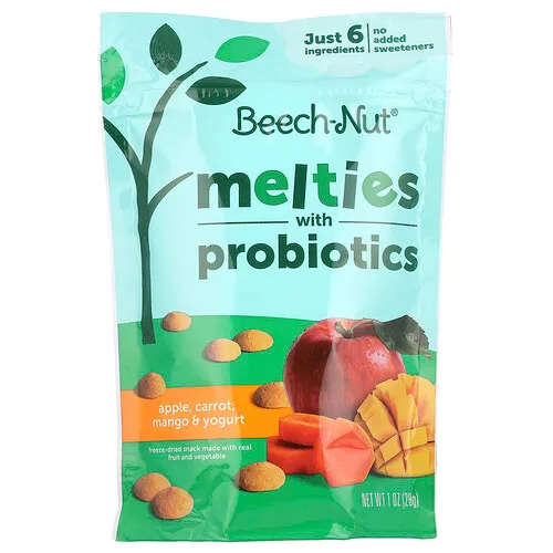 Beech-Nut, Melties con probióticos, 8 meses en adelante, Manzana, zanahoria, mango y yogur, 28 g (1 oz)