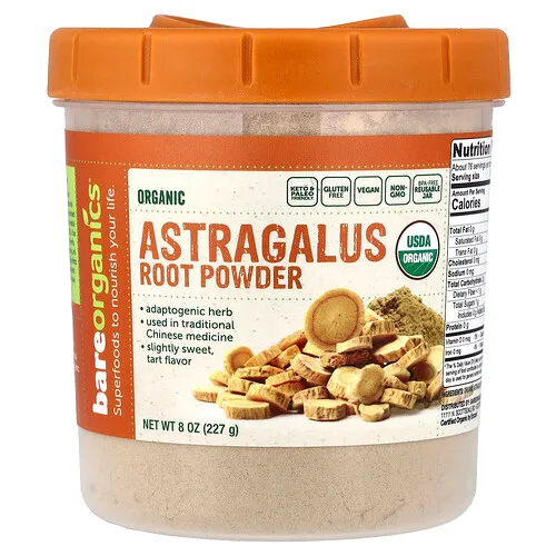BareOrganics, Raíz de astrágalo orgánico en polvo`` 227 g (8 oz)