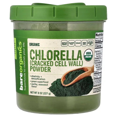 BareOrganics, Clorela orgánica en polvo`` 227 g (8 oz)