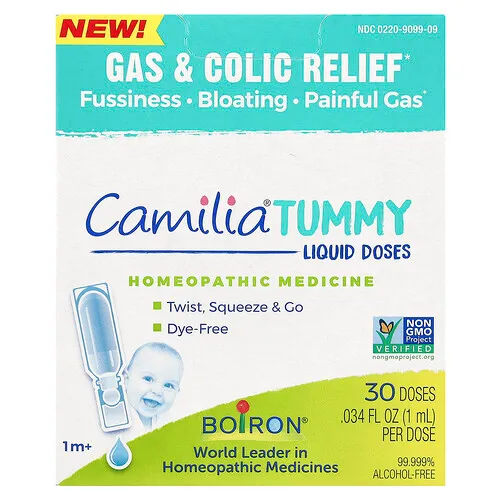 Boiron, Camilia Tummy, Dosis líquida, Bebés de 1 mes en adelante, 30 dosis, 1 ml (0,34 oz. líq.) cada una