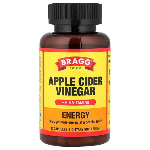 Bragg, Energía, Vinagre de sidra de manzana más 6 vitaminas B, 90 cápsulas