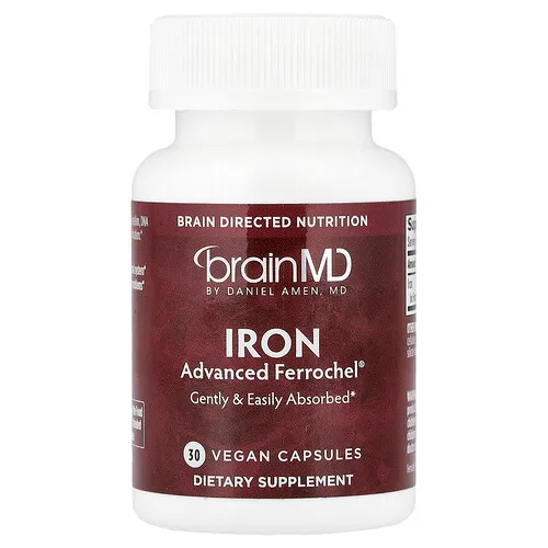 BrainMD, Hierro, 30 cápsulas veganas (25 mg por cápsula)