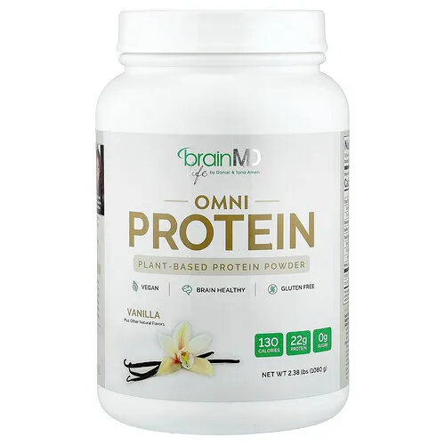 BrainMD, Omni Protein, Proteína de origen vegetal en polvo, Vainilla, 1080 g (2,38 lb)