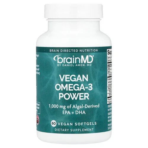 BrainMD, El poder de los omega-3 veganos, 60 cápsulas blandas veganas