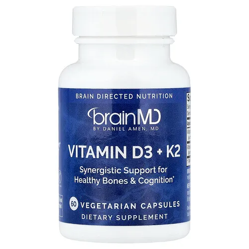 BrainMD, Vitaminas D3 y K2, 60 cápsulas vegetales