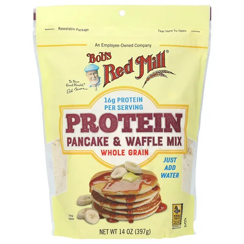 Bob's Red Mill, Mezcla proteica para preparar panqueques y waffles, Cereal integral, 397 g (14 oz)