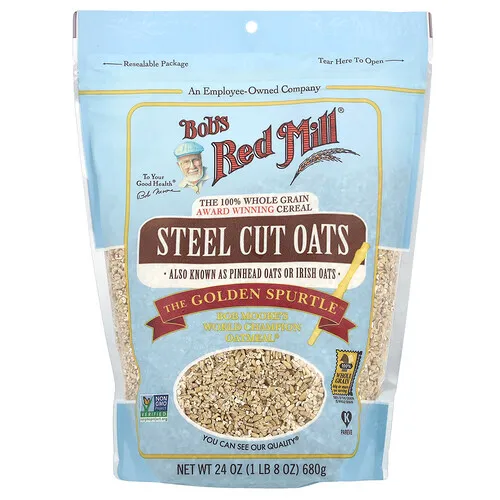 Bob's Red Mill, Avena cortada en acero, Cereal integral, 680 g (24 oz)