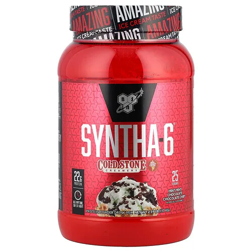BSN, Syntha-6, crema de piedra fría, menta chocolate menta chips de chocolate, 2.59 lb (1.17 kg)