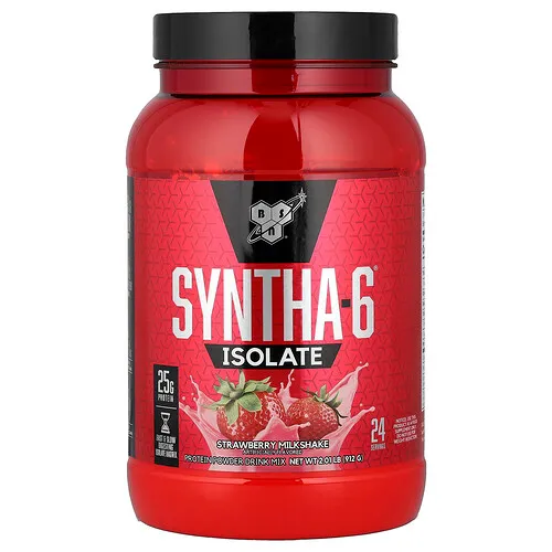 BSN, Aislado Syntha-6®, Mezcla para preparar bebidas con proteína en polvo, Batido de fresa, 912 g (2,01 lb)