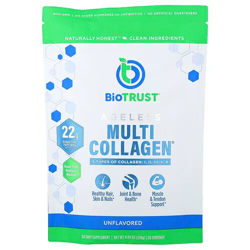 BioTRUST, Ageless Multi-Collagen®, Suplemento de colágeno, Sin sabor, 228 g (8,04 oz)