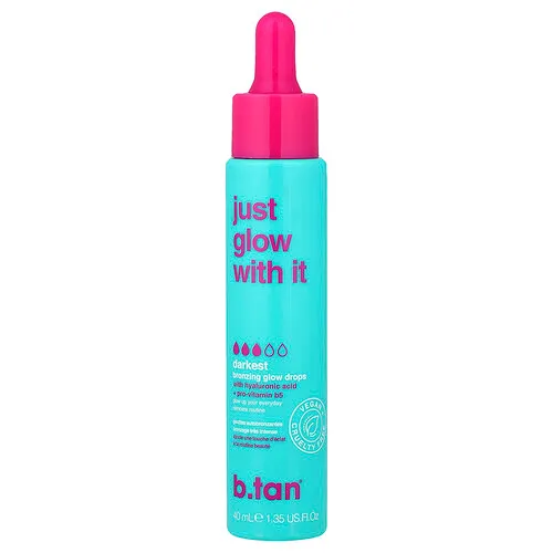 b.tan, Just Glow With It, Gotas bronceadoras, Suplemento más oscuro, 40 ml (1,35 oz. líq.)