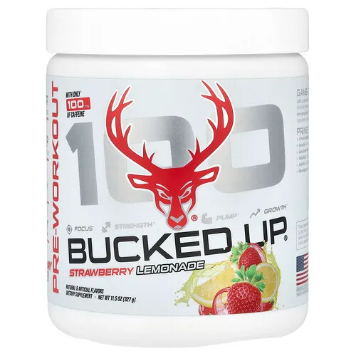 Bucked Up, 100, Preentrenamiento, Limonada de fresa, 327 g (11,5 oz)