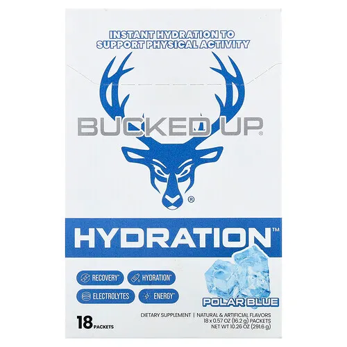 Bucked Up, Hydration™, Azul polar, 18 sobres, 16,2 g (57 oz) cada uno