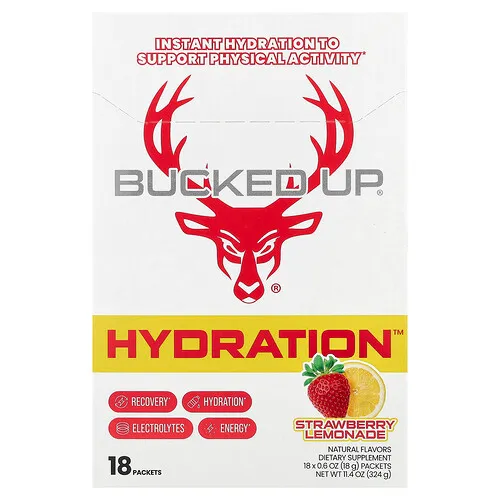 Bucked Up, Hydration™, Limonada de fresa, 18 sobres, 18 g (0,6 oz) cada uno