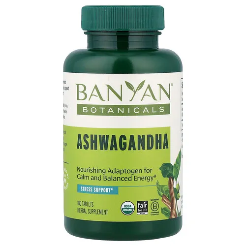 Banyan Botanicals, Ashwagandha, 180 comprimidos (500 mg por comprimido)