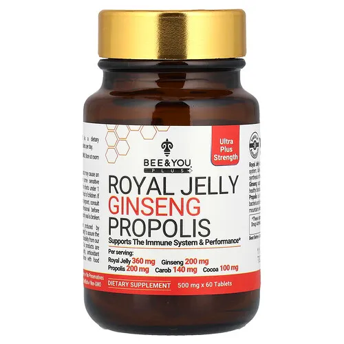 Bee & You, Jalea real, ginseng y propóleo, 60 comprimidos