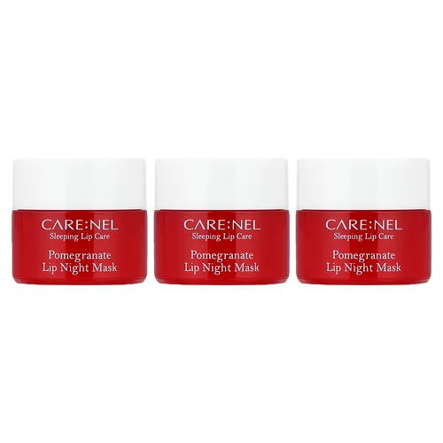 Care:Nel, Set de mascarillas para labios de noche, Granada, 3 piezas, 5 g cada una