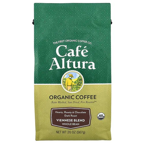 Cafe Altura, Café orgánico, Mezcla vienesa, Grano entero, Tostado oscuro, 567 g (20 oz)