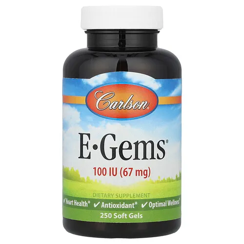 Carlson, E-Gems®, 67 mg (100 UI), 250 cápsulas blandas