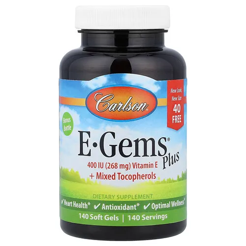 Carlson, E-Gems® Plus, 140 cápsulas blandas