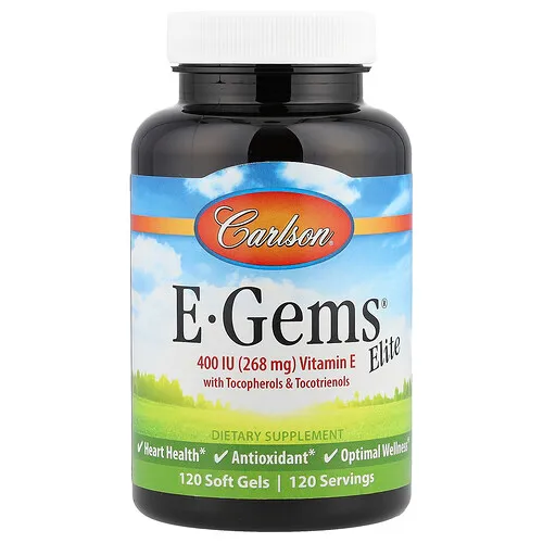 Carlson, E-Gems® Elite, Vitamina E con tocoferoles y tocotrienoles, 120 cápsulas blandas