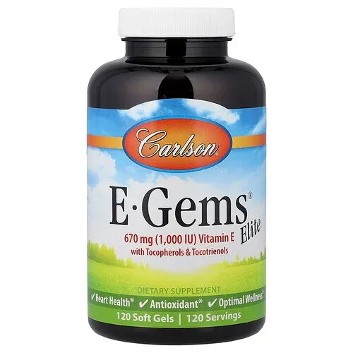 Carlson, E-Gems® Elite, Vitamina E con tocoferoles y tocotrienoles, 120 cápsulas blandas