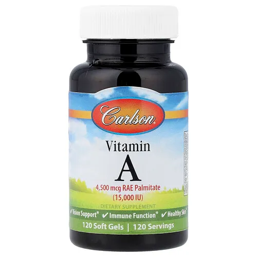 Carlson, Vitamina A, 4500 mcg de EAR (15000 UI), 120 cápsulas blandas