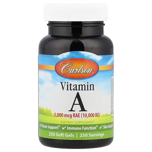 Carlson, Vitamina A, 10,000 UI Natural, 250 cápsulas blandas