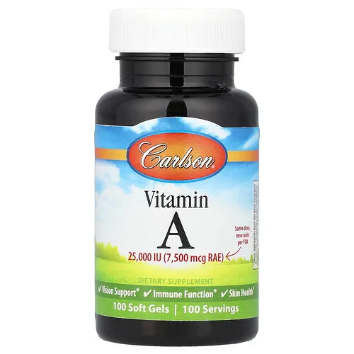 Carlson, Vitamina A, 25,000 IU, 100 Cápsulas Gelificadas