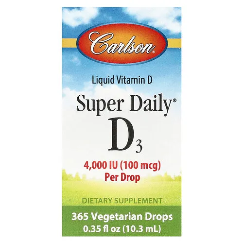 Carlson, Super Daily® D3, 100 mcg (4000 UI), 10,3 ml (0,35 oz. líq.)