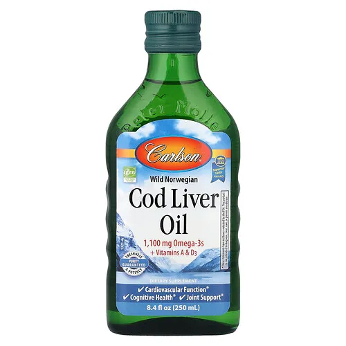 Carlson, Aceite de hígado de bacalao noruego silvestre, 250 ml (8,4 oz. Líq.)