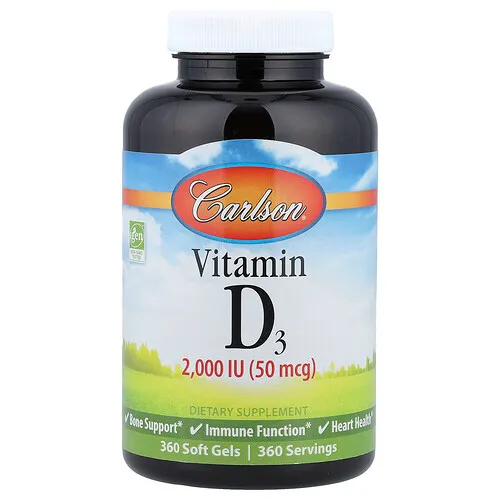Carlson, Vitamina D3, 2000 UI (50 mcg), 360 cápsulas blandas