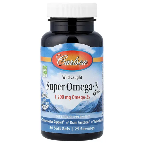 Carlson, Super Omega-3 Gems®, Suplemento de omega-3 provenientes de peces capturados en estado salvaje, 50 cápsulas blandas