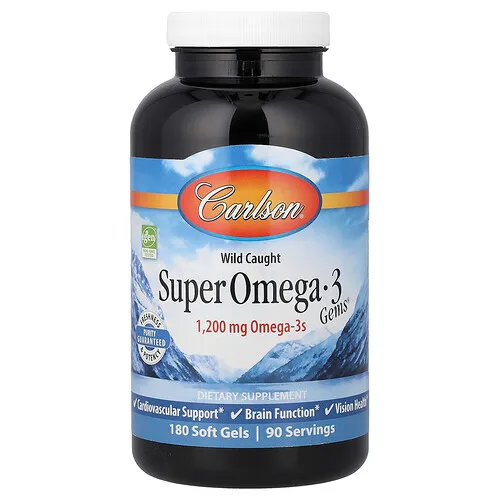 Carlson, Super Omega-3 Gems®, Suplemento de omega-3 provenientes de peces capturados en estado salvaje, 180 cápsulas blandas