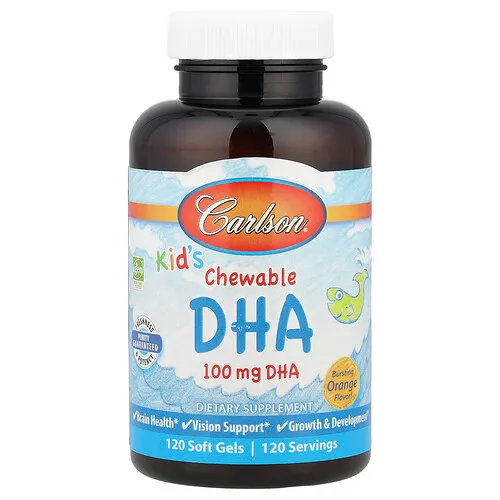 Carlson, DHA masticable para niños, Naranja intenso, 120 cápsulas blandas