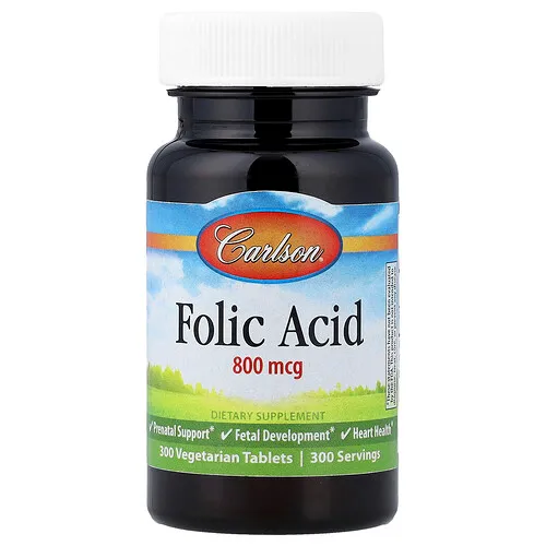 Carlson, Ácido fólico, 800 mcg, 300 comprimidos vegetales
