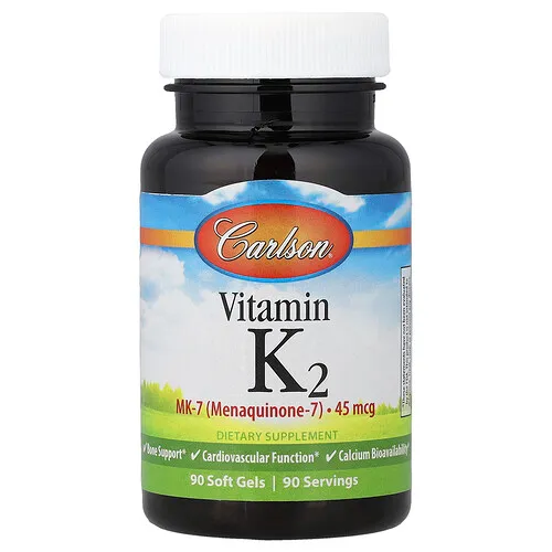 Carlson, Vitamina K2, 45 mcg, 90 cápsulas blandas
