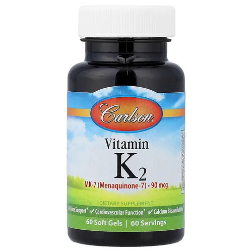 Carlson, Vitamina K2, 90 mcg, 60 cápsulas blandas