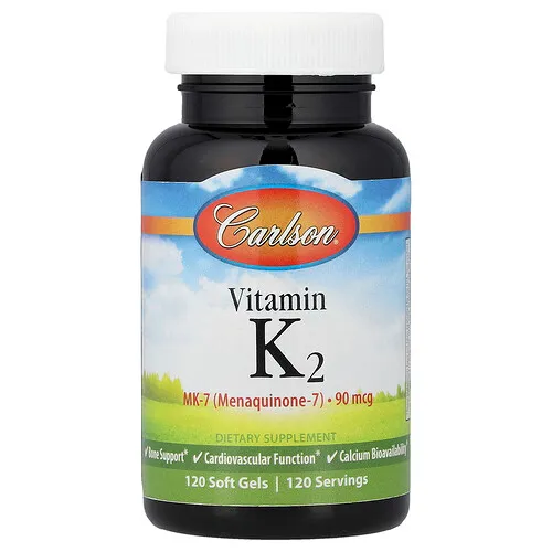Carlson, Vitamina K2, 90 mcg, 120 cápsulas blandas