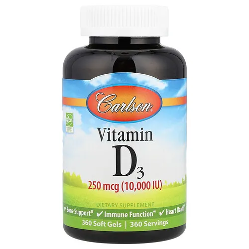 Carlson, Vitamina D3, 10.000 UI (250 mcg), 360 cápsulas blandas